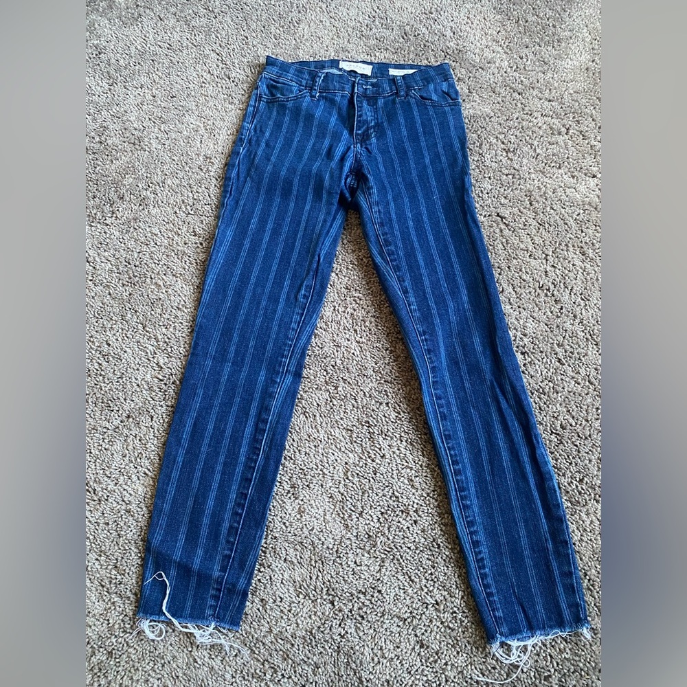 Striped skinny ankle jegging